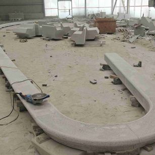 无锡 芝麻白花岗岩弧形花坛石，坐凳石