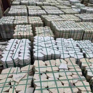 无锡 黄金麻白麻花岗岩荔枝面地铺石(冰裂纹)