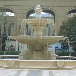 无锡 黄金麻花岗岩异型加工——户外庭院石雕流水喷泉