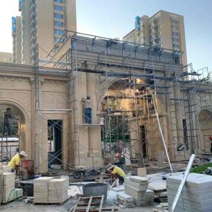 无锡 黄金麻荔枝面花岗岩小区门楼外墙干挂