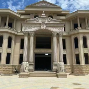 无锡 黄金麻别墅外墙干挂，大柱，大象，蘑菇石，雕花板