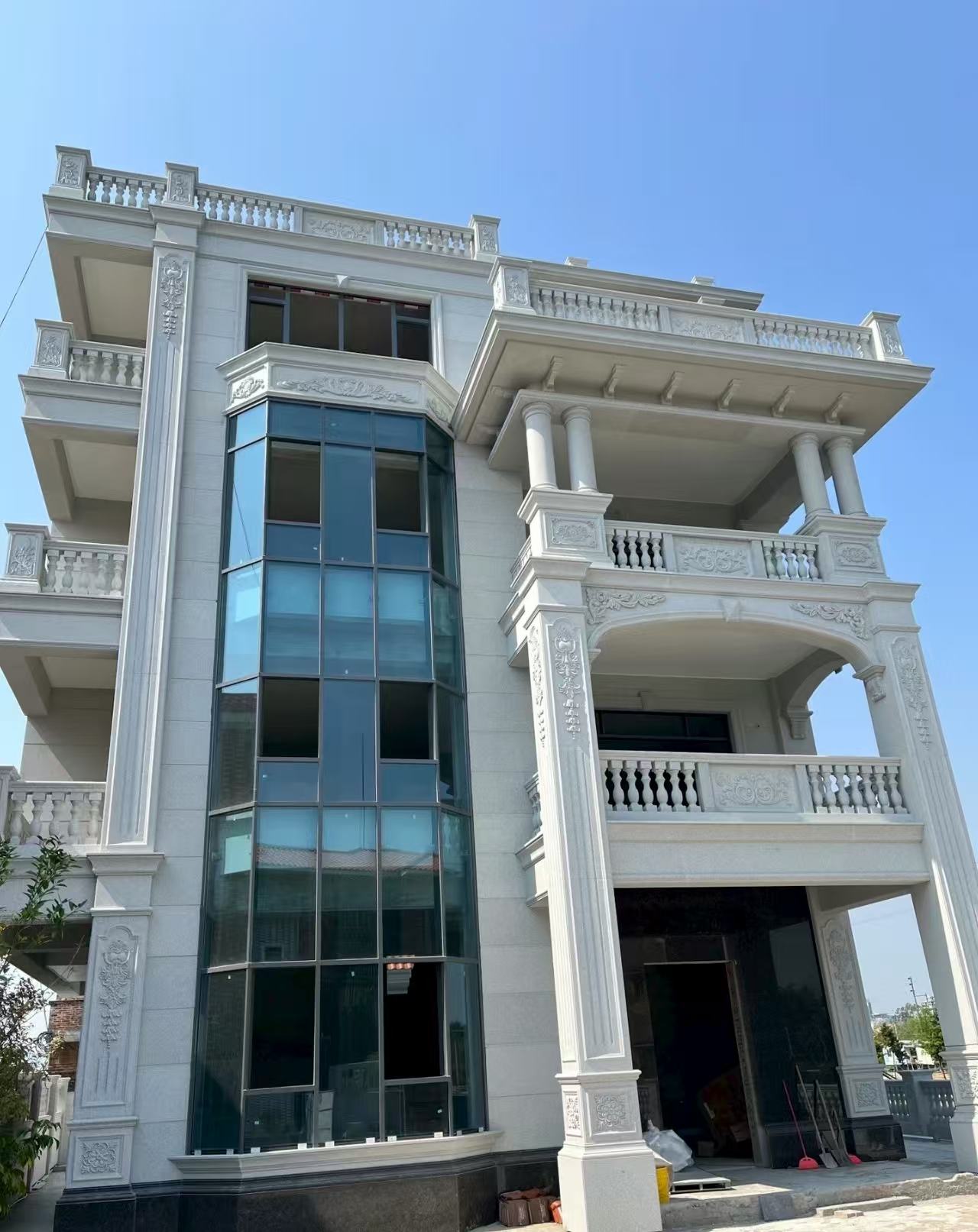 无锡 白麻花岗岩别墅外墙干挂效果展示