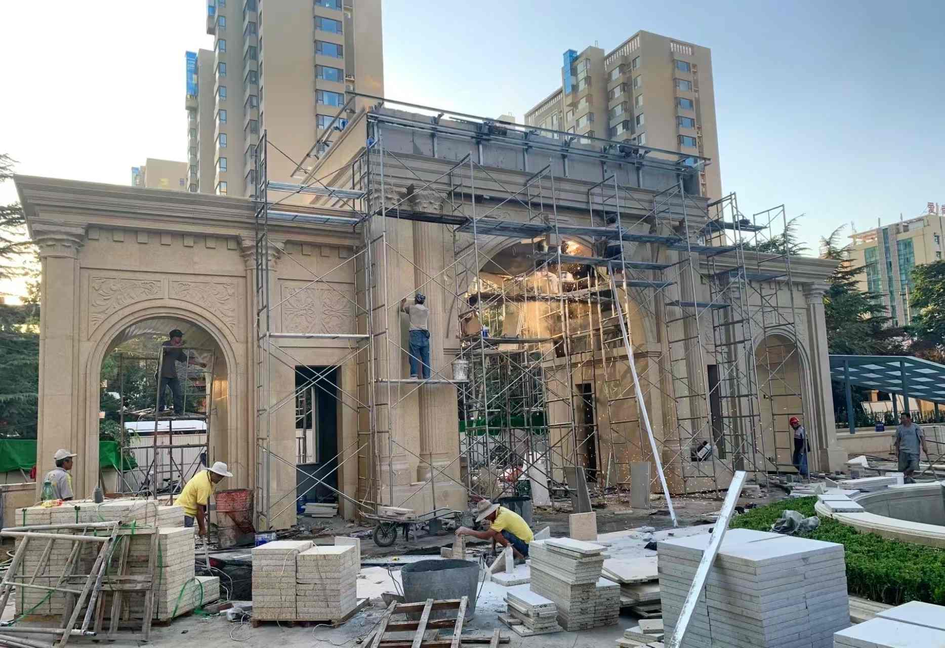 无锡 黄金麻荔枝面花岗岩小区门楼外墙干挂