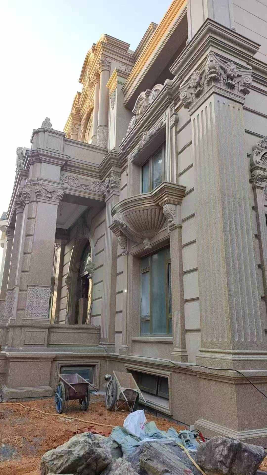 无锡 黄金麻花岗岩光面别墅外墙干挂施工完成