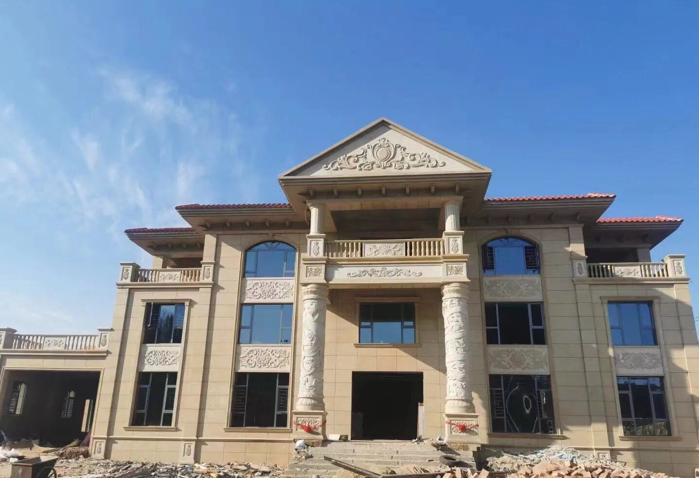 无锡 黄金麻花岗岩别墅外墙干挂